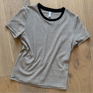 Neutral stretchy striped tee